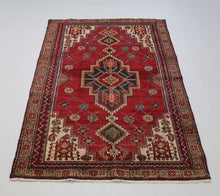 Load image into Gallery viewer, Handmade Antique, Vintage oriental wool Persian \Mazlaghan rug - 188 X 122 cm
