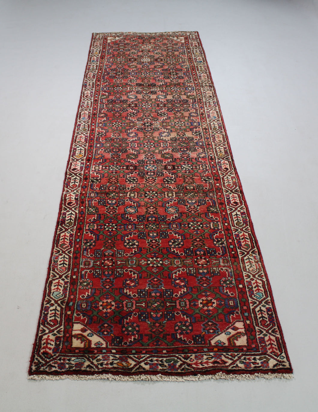 Handmade Antique, Vintage oriental wool Persian \Hamedan rug - 296 X 83 cm