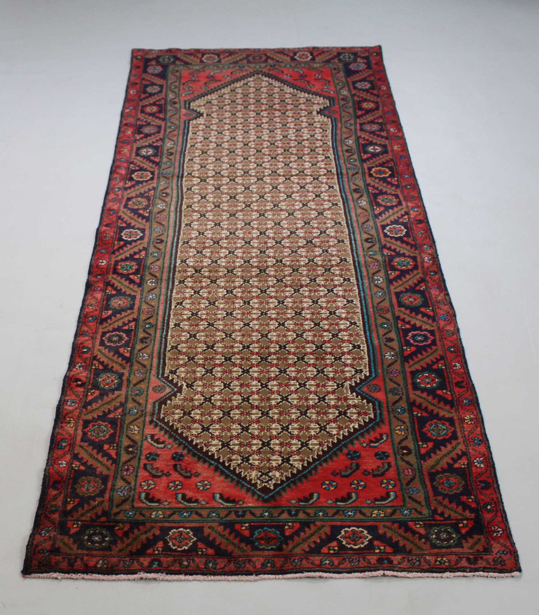 Handmade Antique, Vintage oriental Wool  Persian \Nahavand rug - 304  X 98 cm