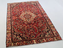 Load image into Gallery viewer, Handmade Antique, Vintage oriental wool Persian \Mazlaghan rug - 242 X 142 cm

