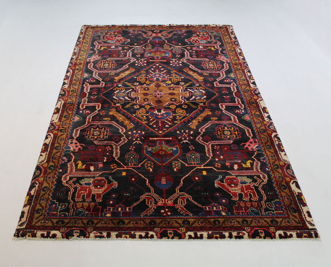 Handmade Antique, Vintage oriental Persian Nahavand rug -257 X 138 cm