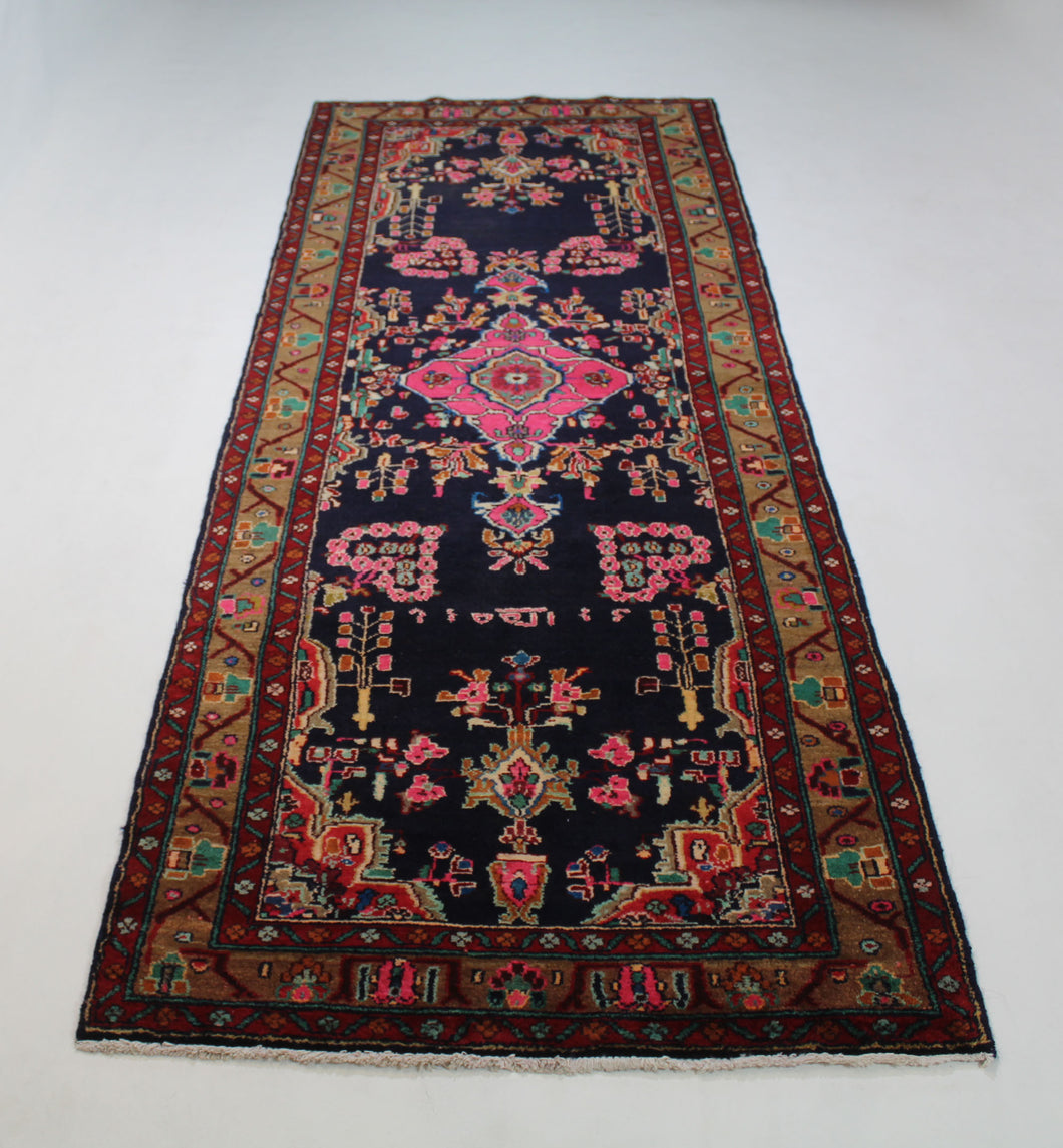 Handmade Antique, Vintage oriental Persian Nahavand rug - 300 X 108 cm