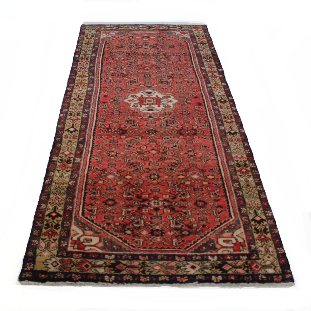 Handmade Antique, Vintage oriental Persian Nahavand rug - 282 X 109 cm