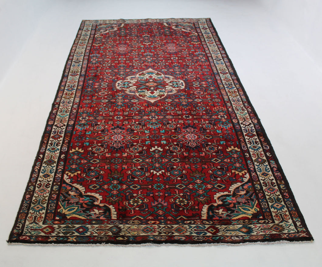 Handmade Antique, Vintage oriental wool Persian  Hosinabad rug - 330 X 153 cm