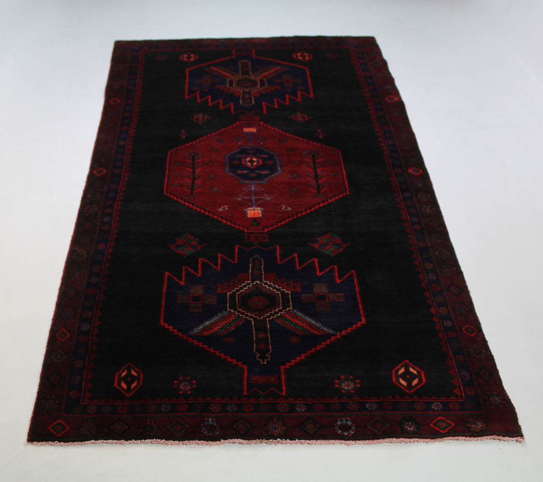 Handmade Antique, Vintage oriental Persian Karmanshah rug - 350 X 144 cm