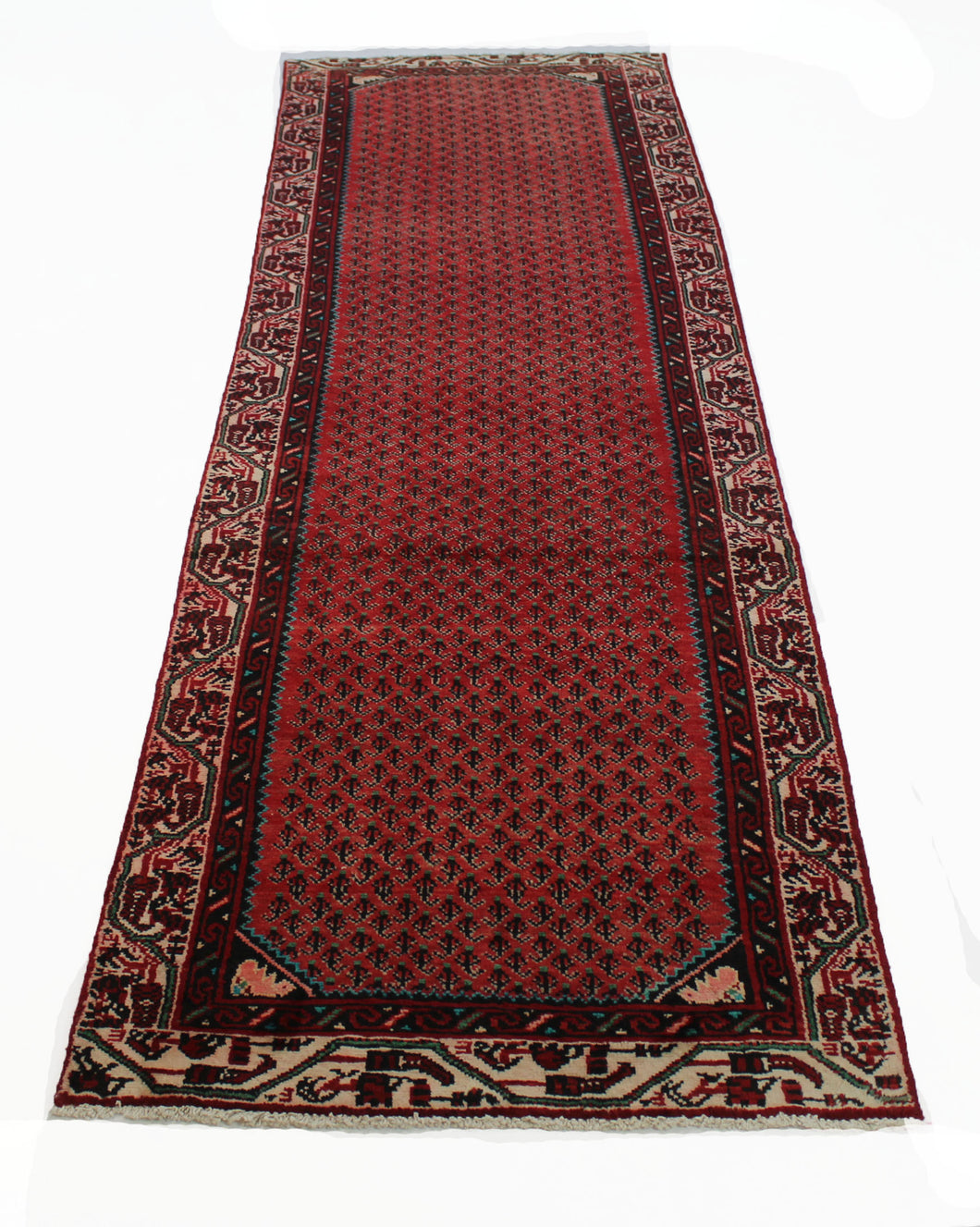 Handmade Antique, Vintage oriental Persian Arak rug - 310 X 92 cm