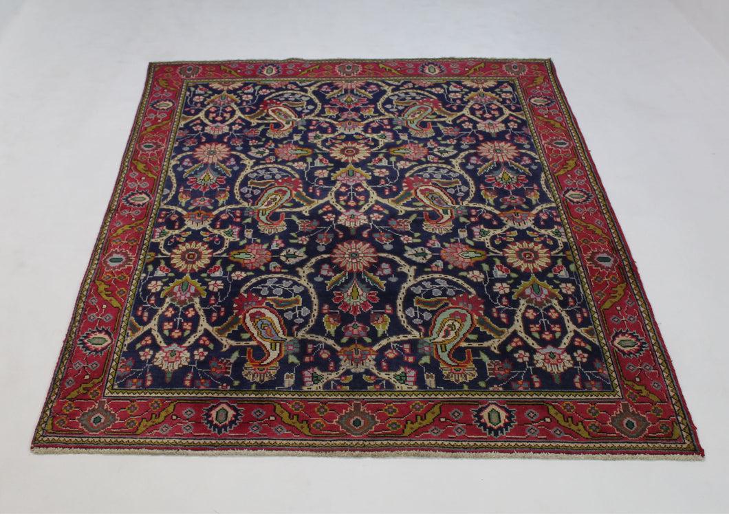 Handmade Antique, Vintage oriental Persian Tabriz rug -190 X 142 cm