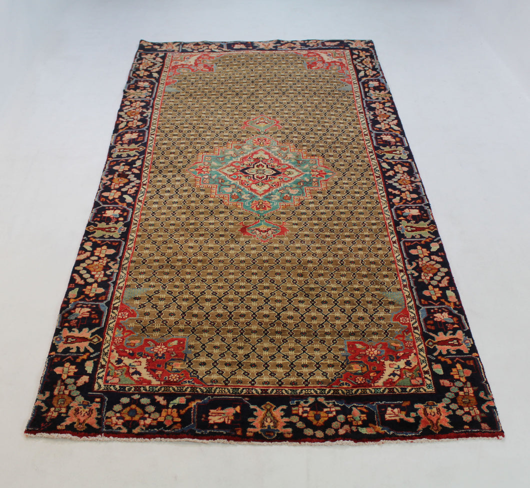 Handmade Antique, Vintage oriental Persian Mosel rug - 313 X 142 cm