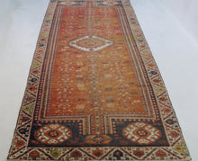 Load image into Gallery viewer, Handmade Antique, Vintage oriental Persian Qashqai rug - 385 X 145 cm
