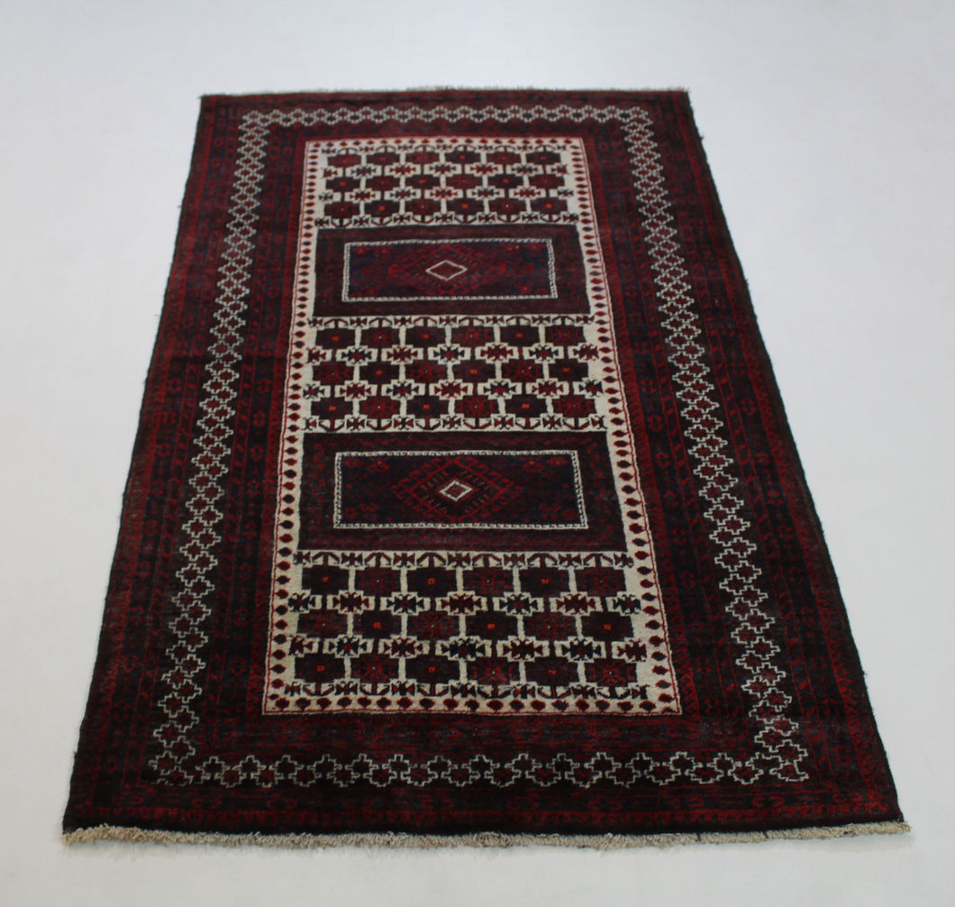 Handmade Antique, Vintage oriental Persian Baluch rug - 190 X 98 cm