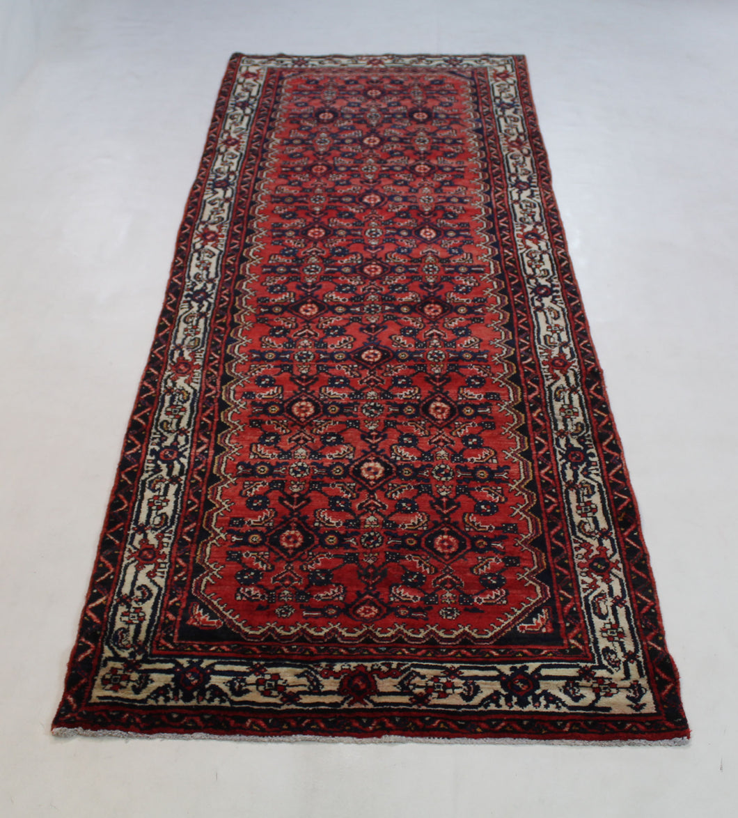 Handmade Antique, Vintage oriental Persian Hamedan rug - 303 X 104 cm
