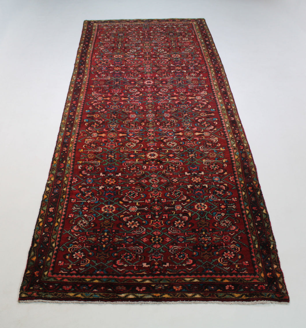 Handmade Antique, Vintage oriental Persian Mosel rug -356 X 117 cm