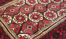 Load image into Gallery viewer, Handmade Antique, Vintage oriental Persian Turkaman rug - 190 X 95 cm
