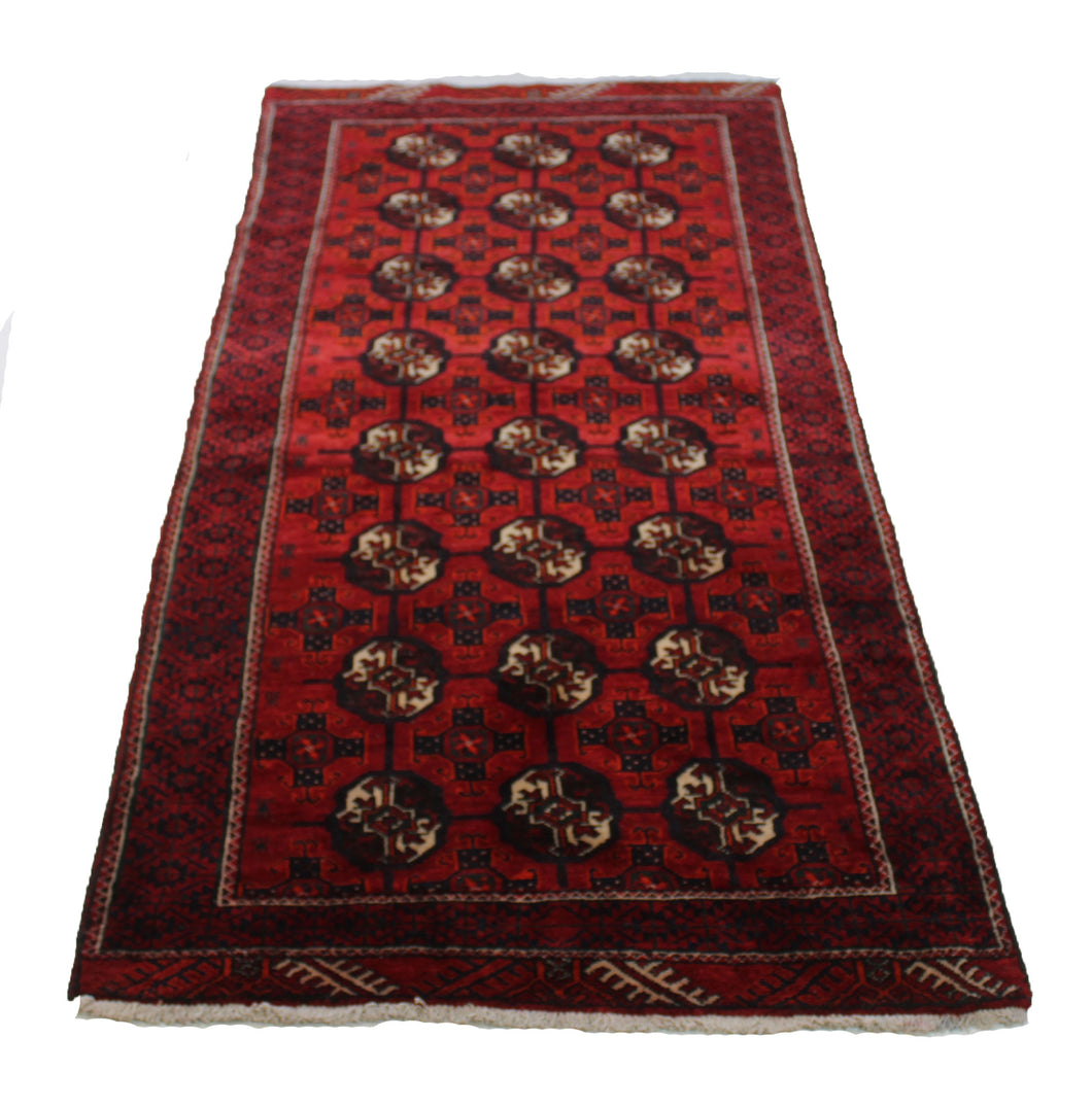 Handmade Antique, Vintage oriental Persian Turkaman rug - 210 X 97 cm