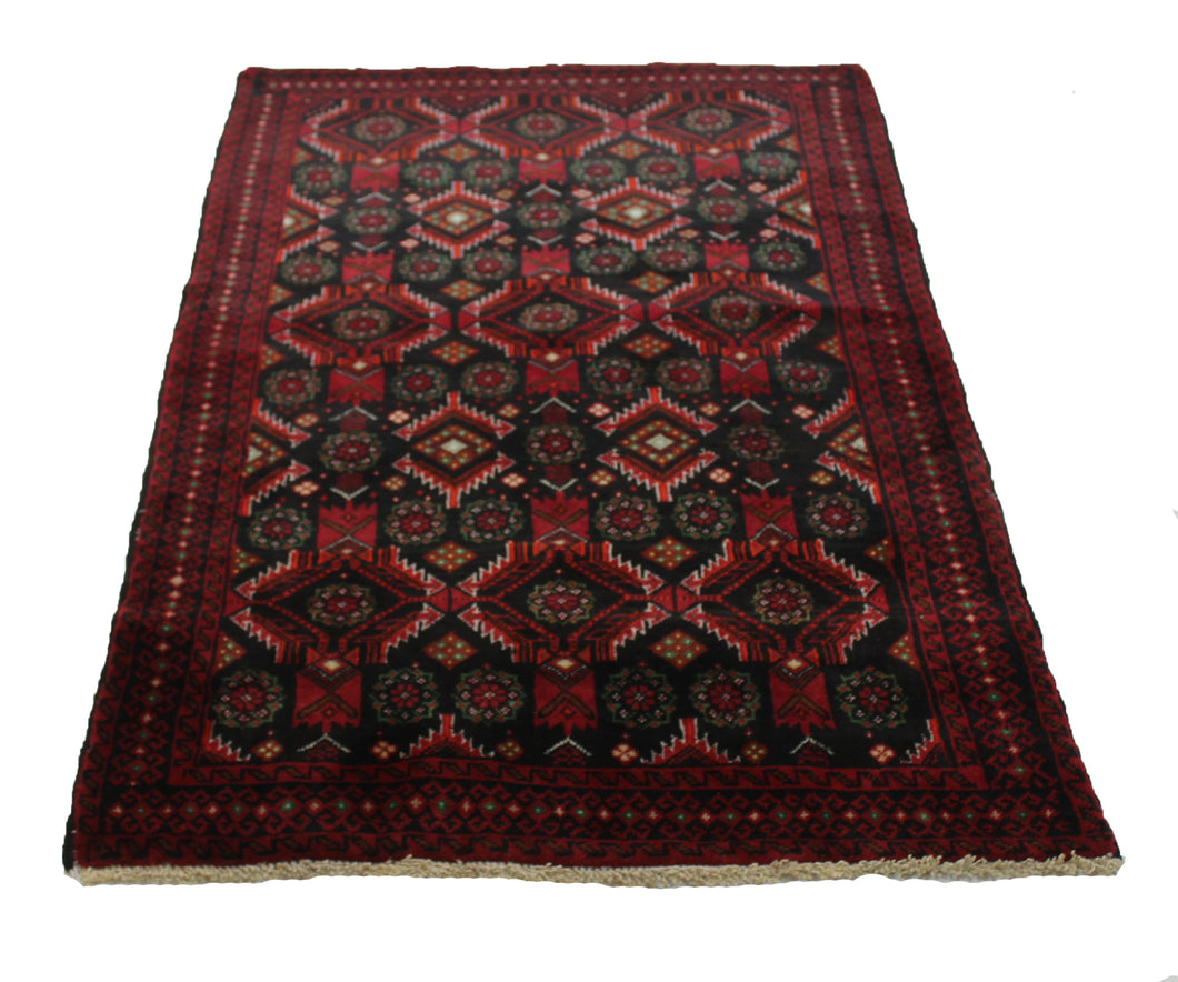 Handmade Antique, Vintage oriental Persian Turkaman rug - 178 X 104 cm