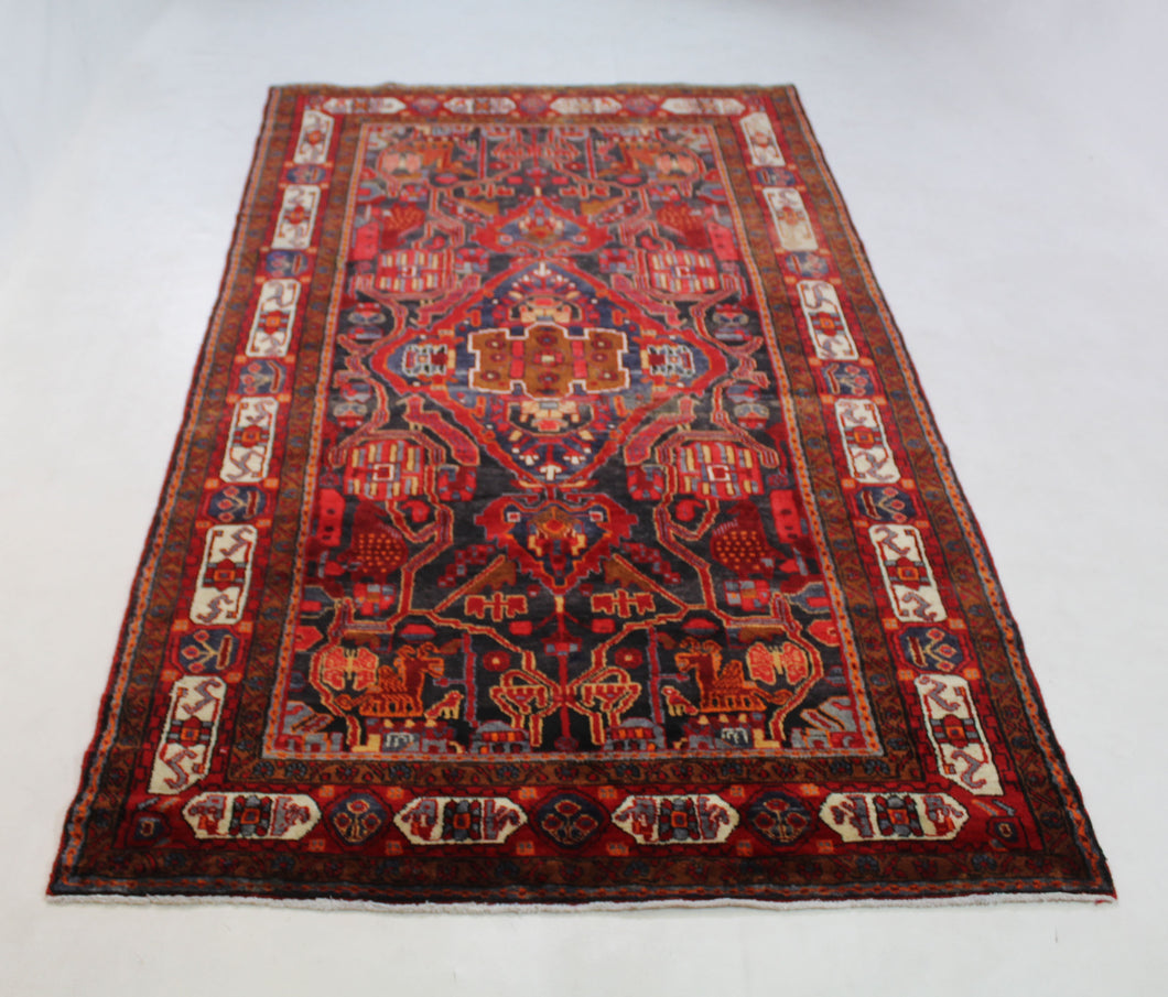 Handmade Antique, Vintage oriental Persian Hamedan rug - 311 X 145 cm