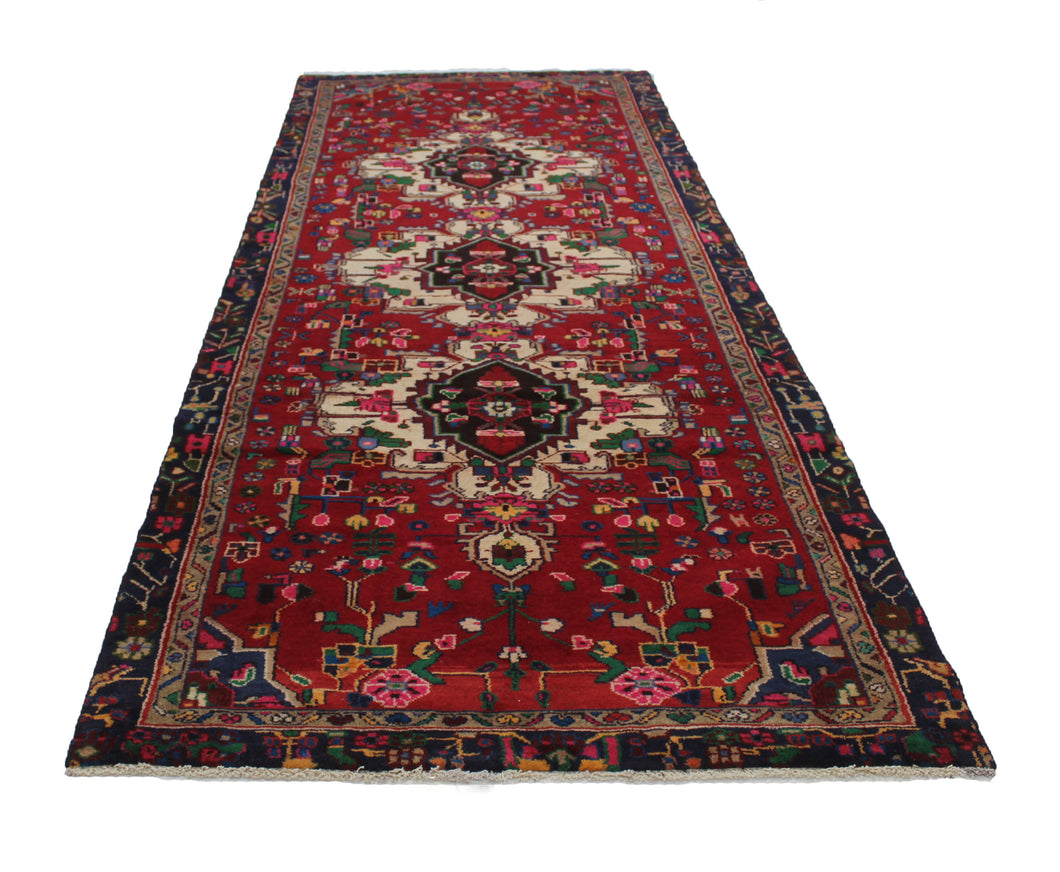Handmade Antique, Vintage oriental Persian Nahavand rug - 305 X 116 cm