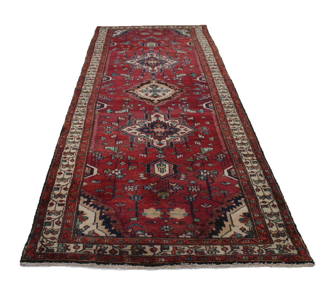 Handmade Antique, Vintage oriental Persian Mosel rug - 368 X 110 cm