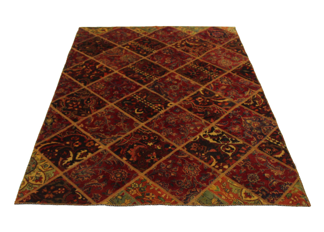 Patch works handmade Antique, Vintage oriental Persian Bakhtirar rug - 216 X 148 cm
