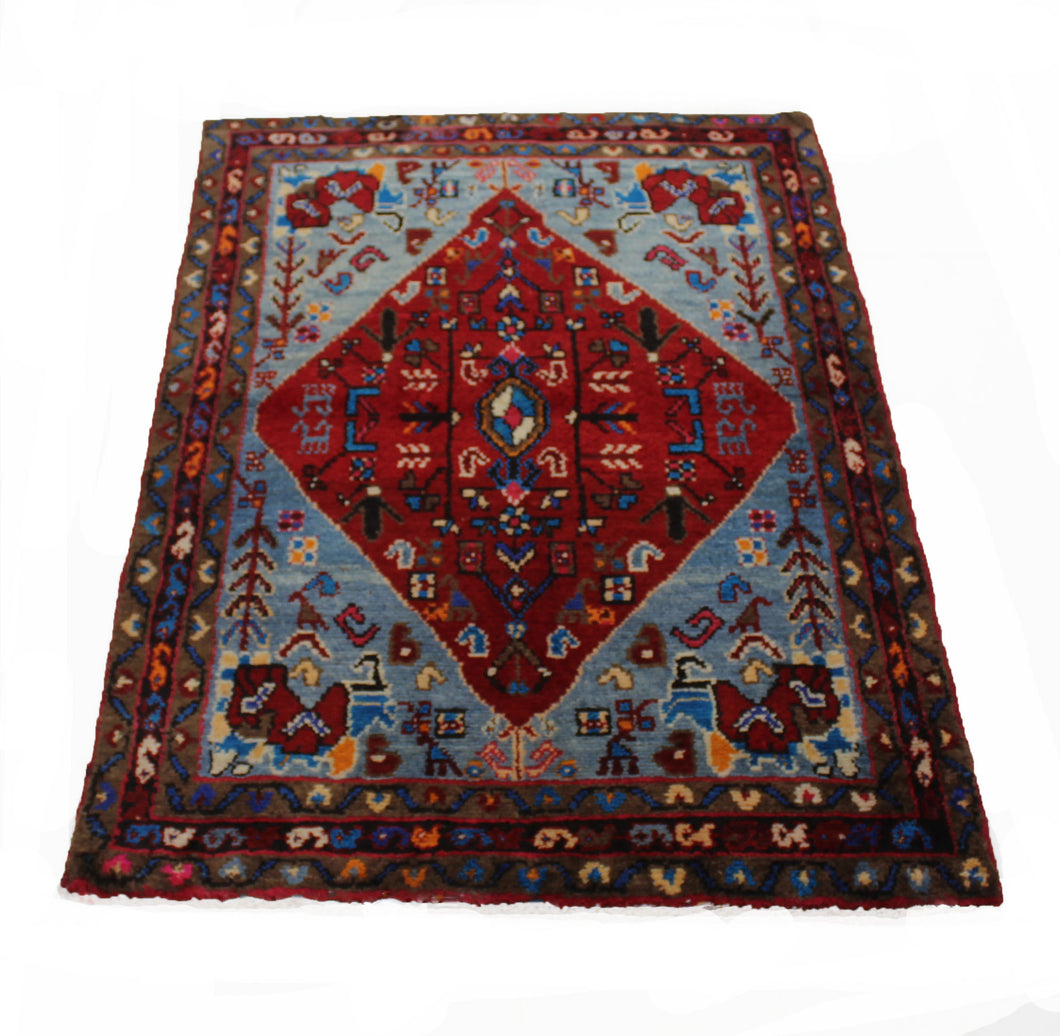 Handmade Antique, Vintage oriental Persian Hamedan rug - 120 X 87 cm