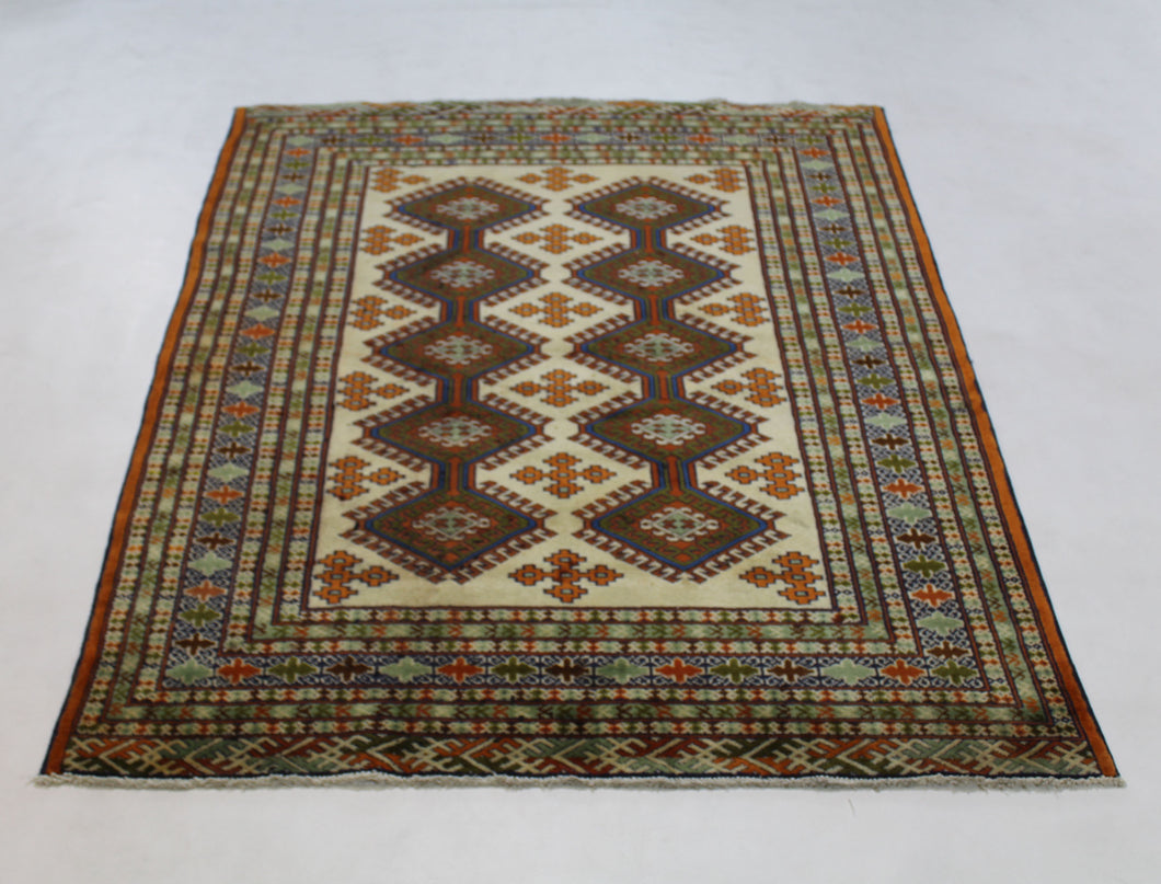 Handmade Antique, Vintage oriental Persian Turkaman rug - 190 X 135 cm