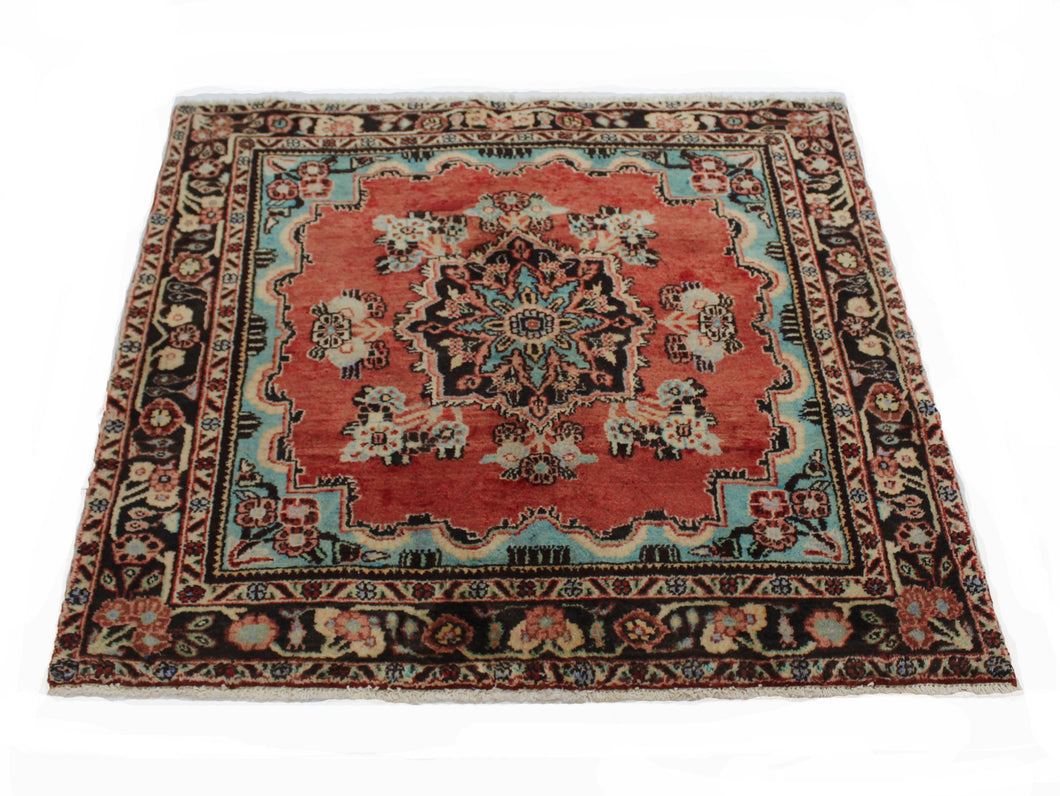 Handmade Antique, Vintage oriental Persian Malayer rug - 114 X 118 cm