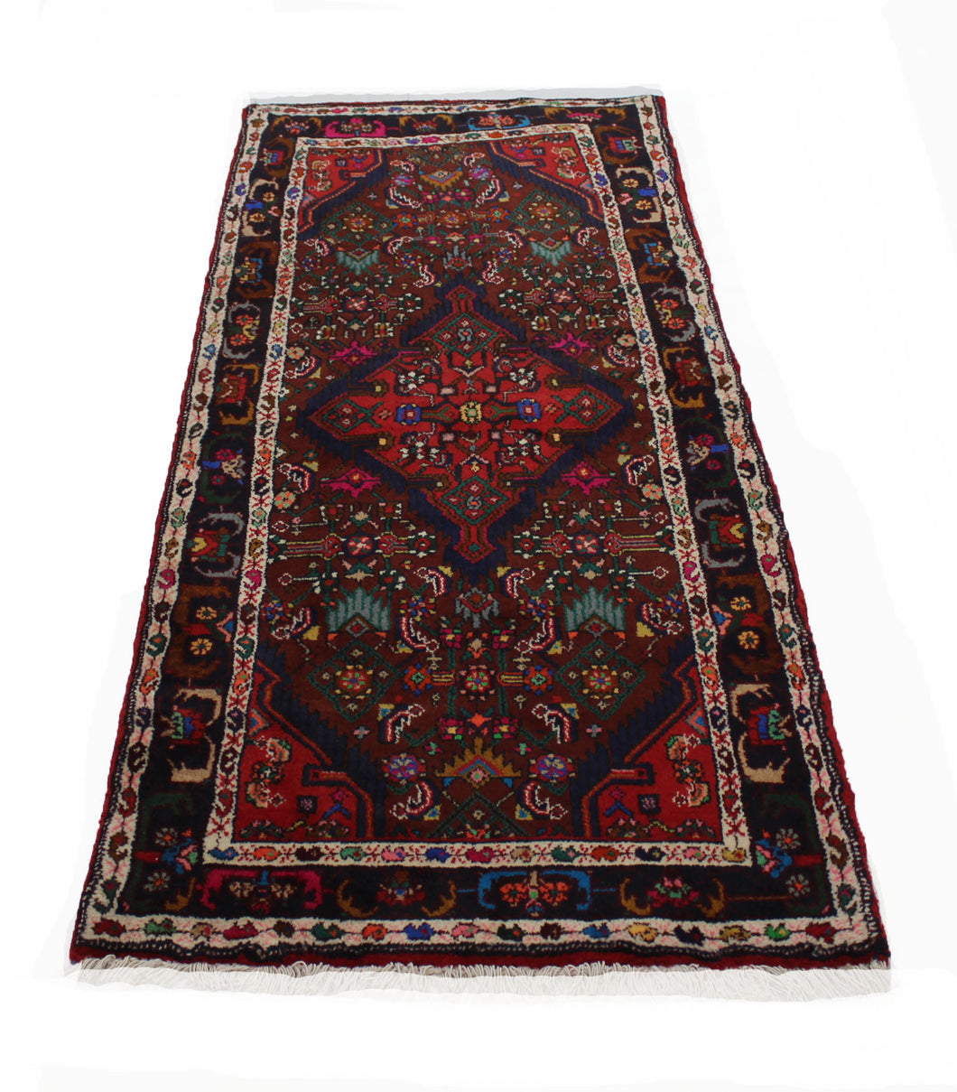 Handmade Antique, Vintage oriental Persian Hamedan rug - 185 X 77 cm