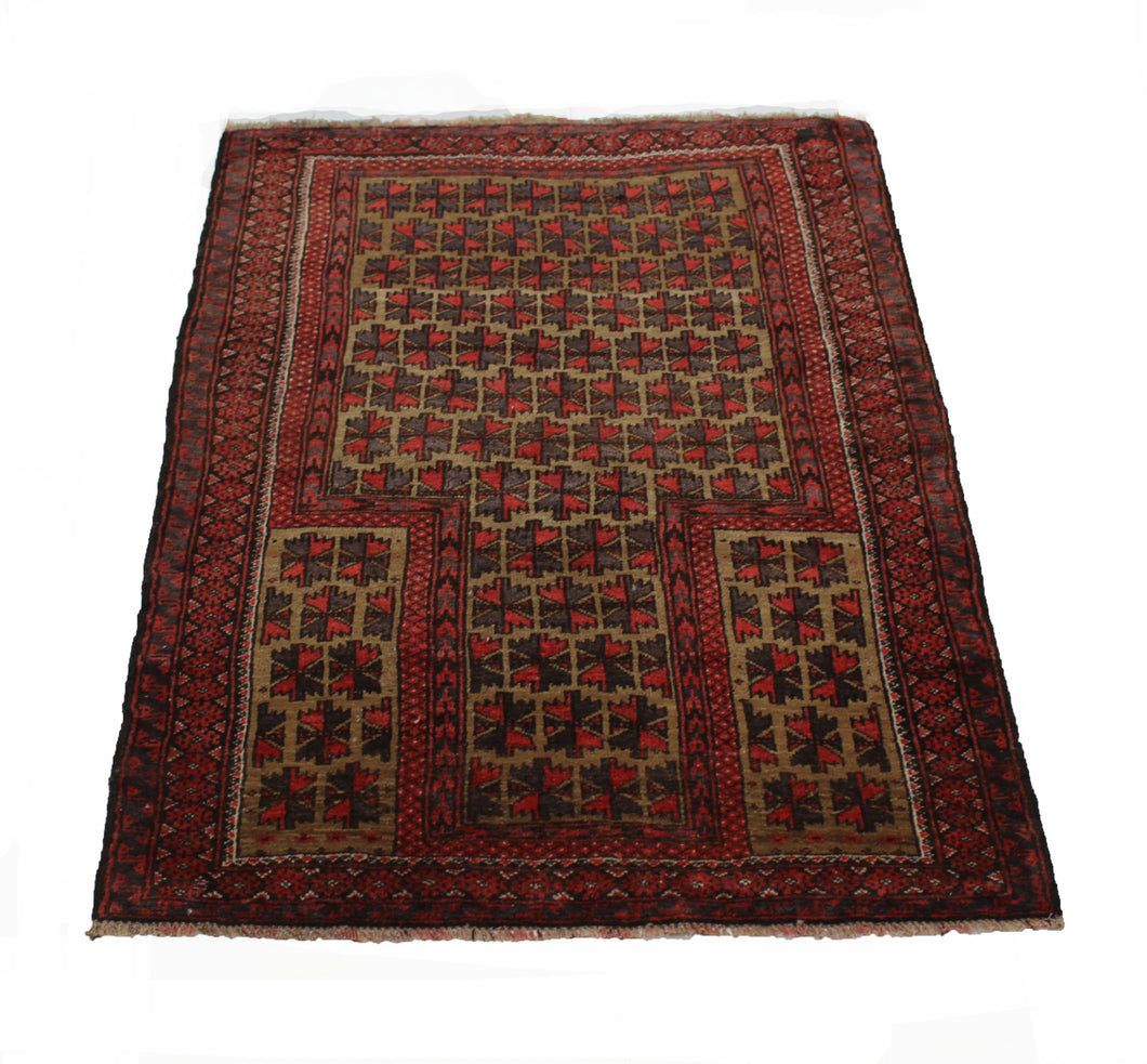 Handmade Antique, Vintage oriental Persian Baluch rug - 128 X 87 cm