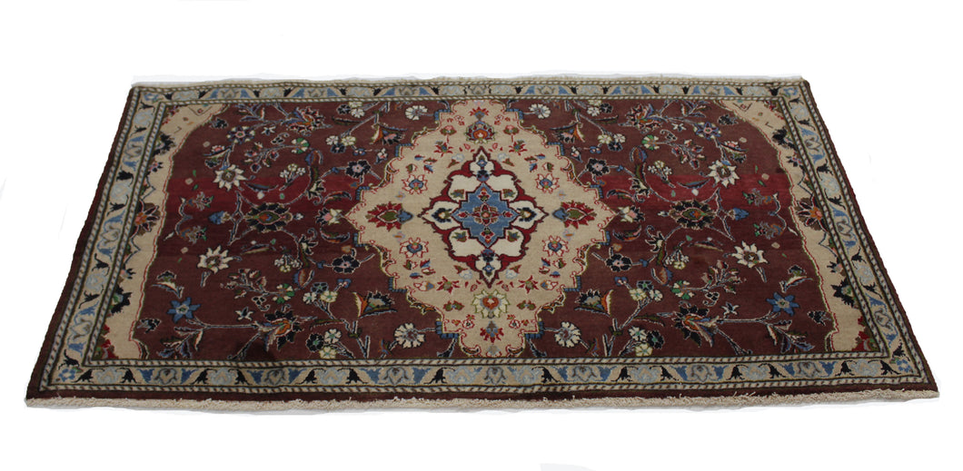 Handmade Antique, Vintage oriental Persian Nain rug - 105 X 194 cm
