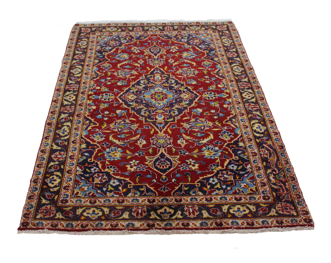 Handmade Antique, Vintage oriental Persian Kashan rug - 148 X 95 cm
