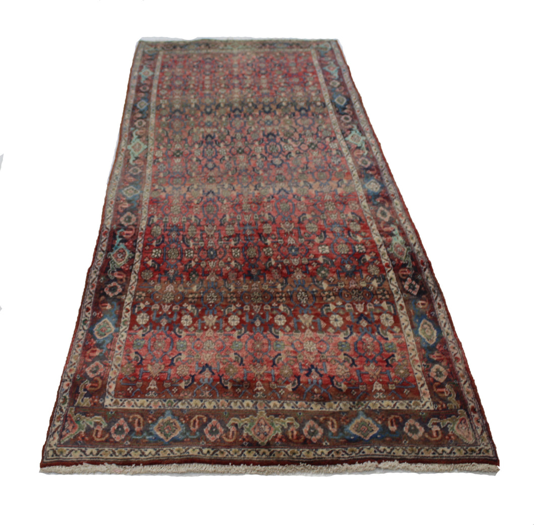 Handmade Antique, Vintage oriental Persian Hamedan rug - 289 X 103 cm