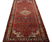 Load image into Gallery viewer, Handmade Antique, Vintage oriental Persian Hosinabad rug - 303 X 113 cm
