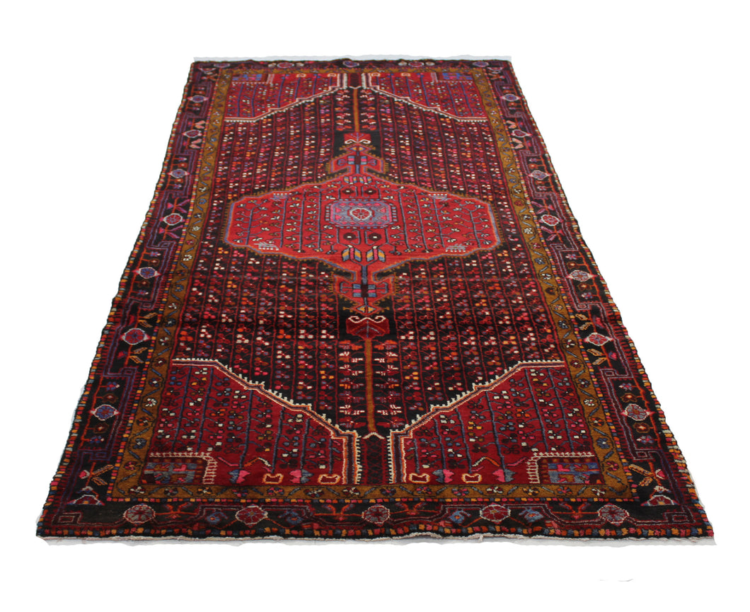 Handmade Antique, Vintage oriental Persian Hosinabad rug - 338 X 141 cm
