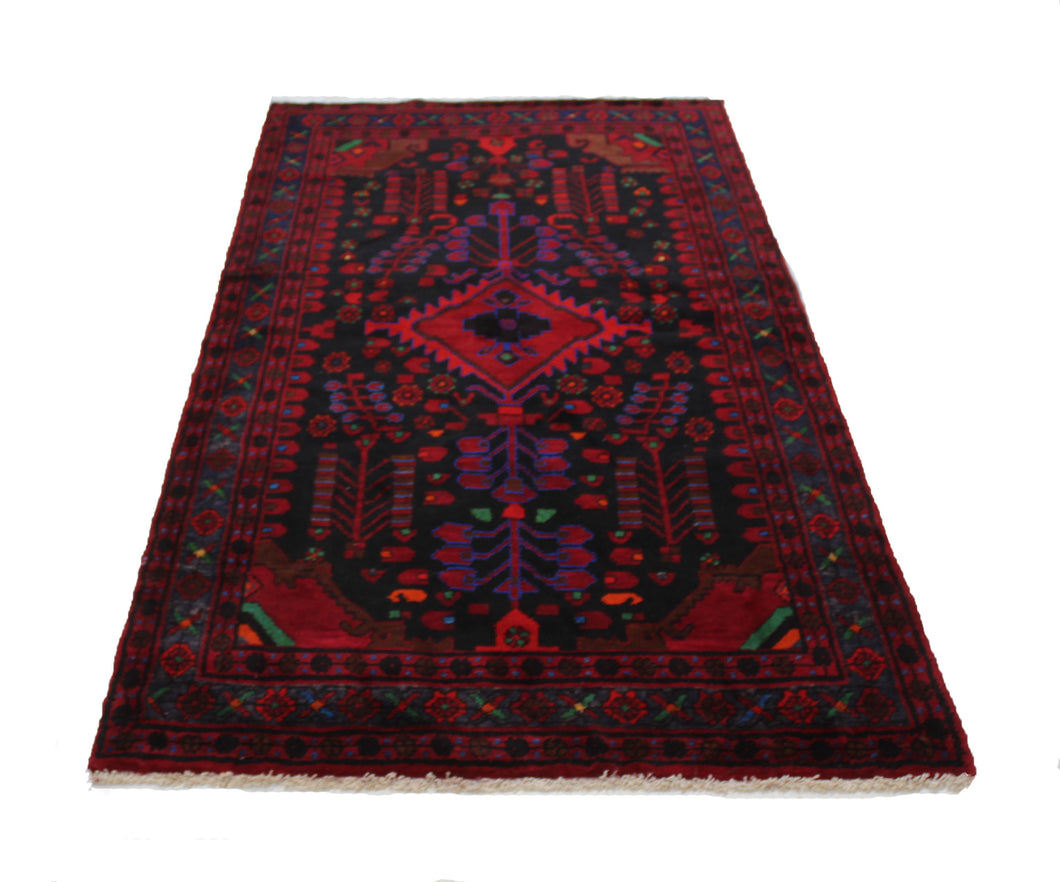 Handmade Antique, Vintage oriental Persian Hamedan rug - 223 X 120 cm