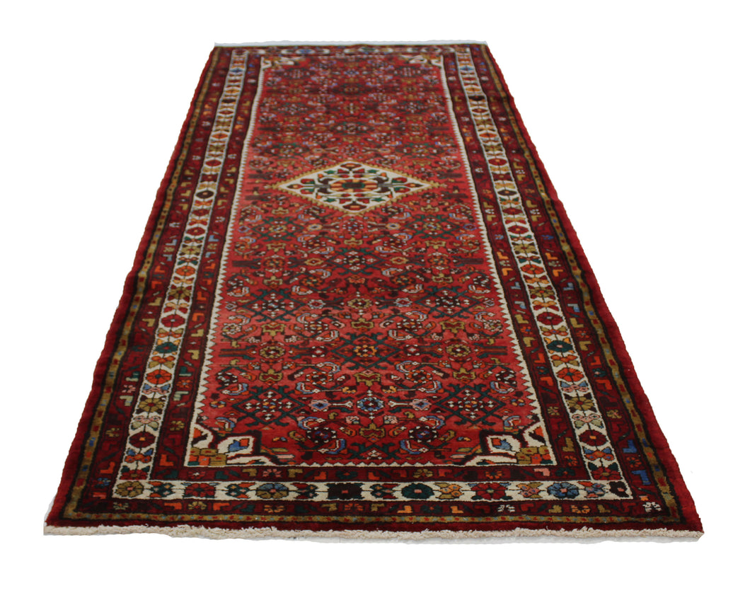 Handmade Antique, Vintage oriental Persian Hosinabad rug - 300 X 120 cm