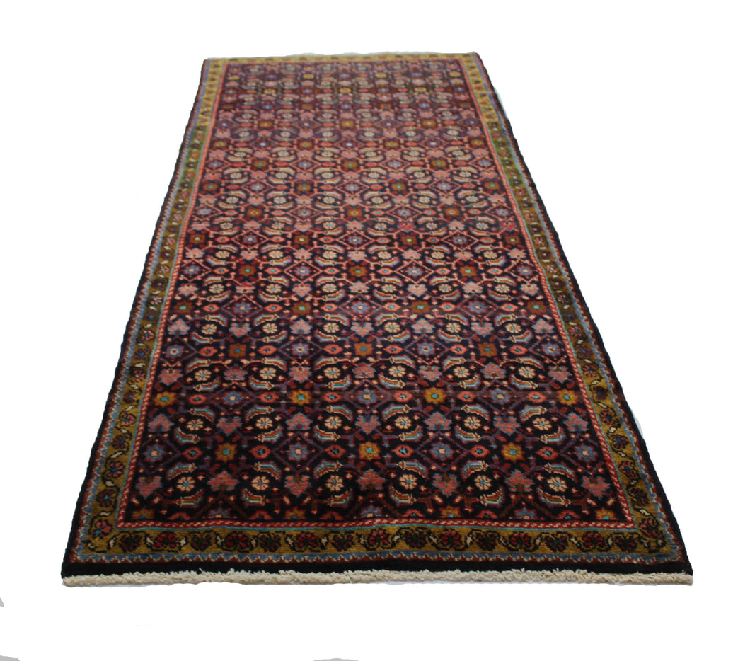 Handmade Antique, Vintage oriental Persian Hamedan rug - 290 X 112 cm