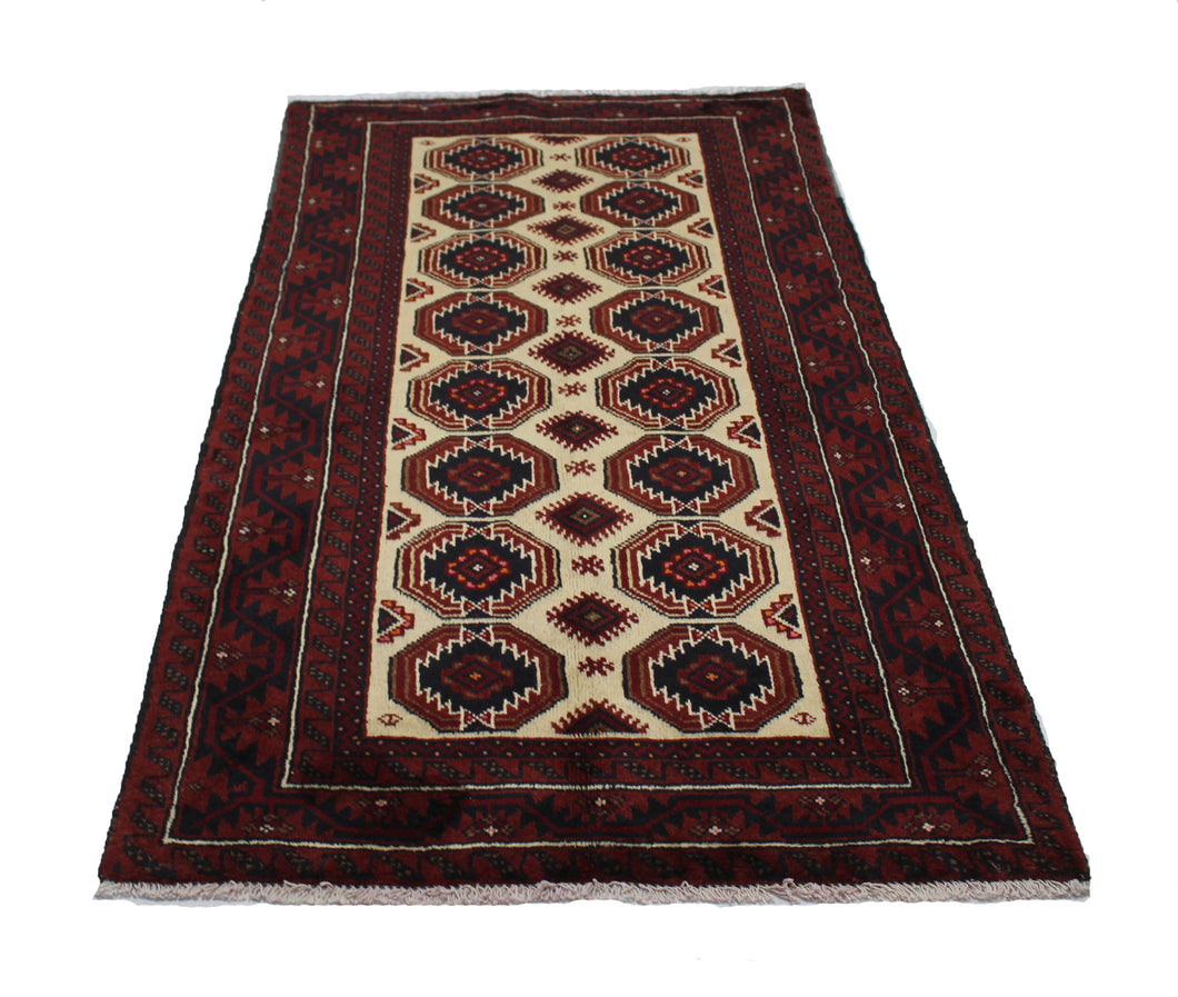 Handmade Antique, Vintage oriental Persian Baluch rug - 197 X 97 cm