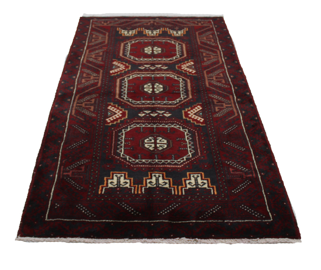 Handmade Antique, Vintage oriental Persian Baluch rug - 186 X 95 cm