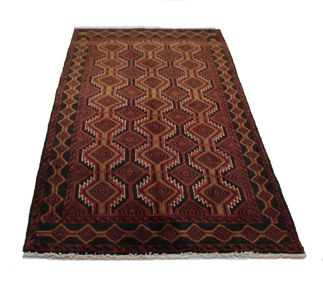 Handmade Antique, Vintage oriental Persian Baluch rug - 186 X 96 cm