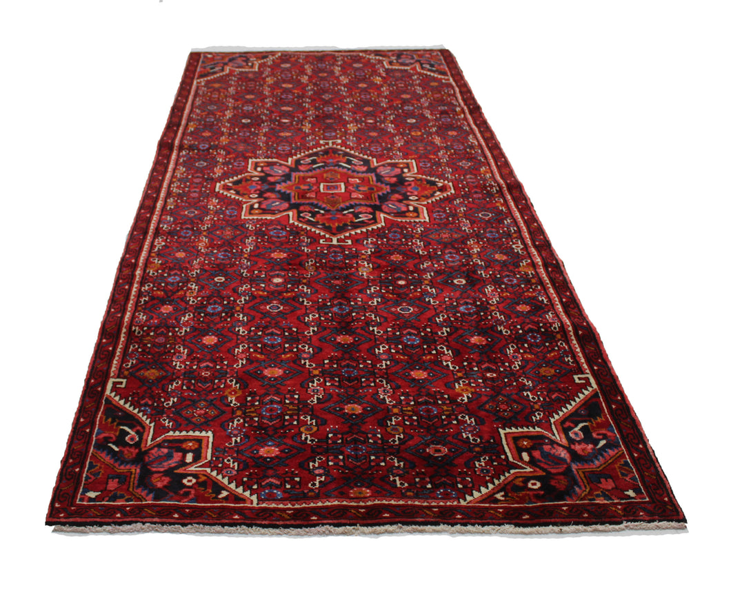 Handmade Antique, Vintage oriental Persian Hosinabad rug - 290 X 130 cm