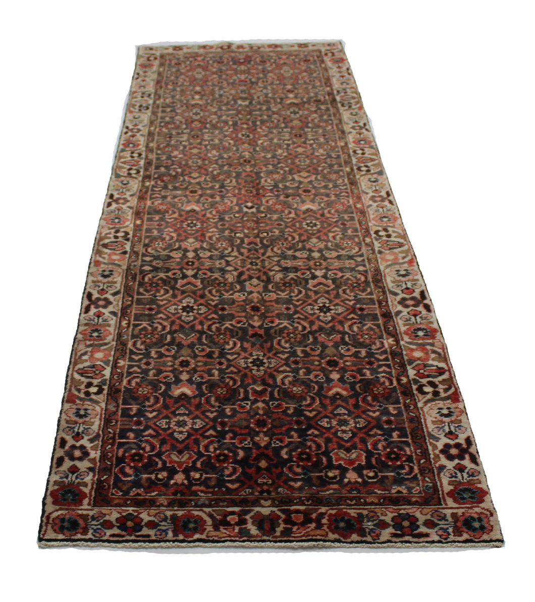 Handmade Antique, Vintage oriental Persian Hamedan rug - 388 X 100 cm