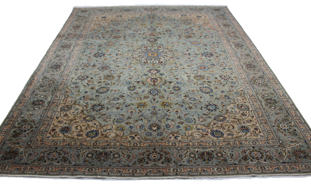 Handmade Antique, Vintage oriental Persian Kashan rug - 402 X 286 cm