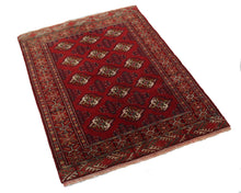 Load image into Gallery viewer, Handmade Antique, Vintage oriental Persian Turkaman rug - 130 X 98 cm
