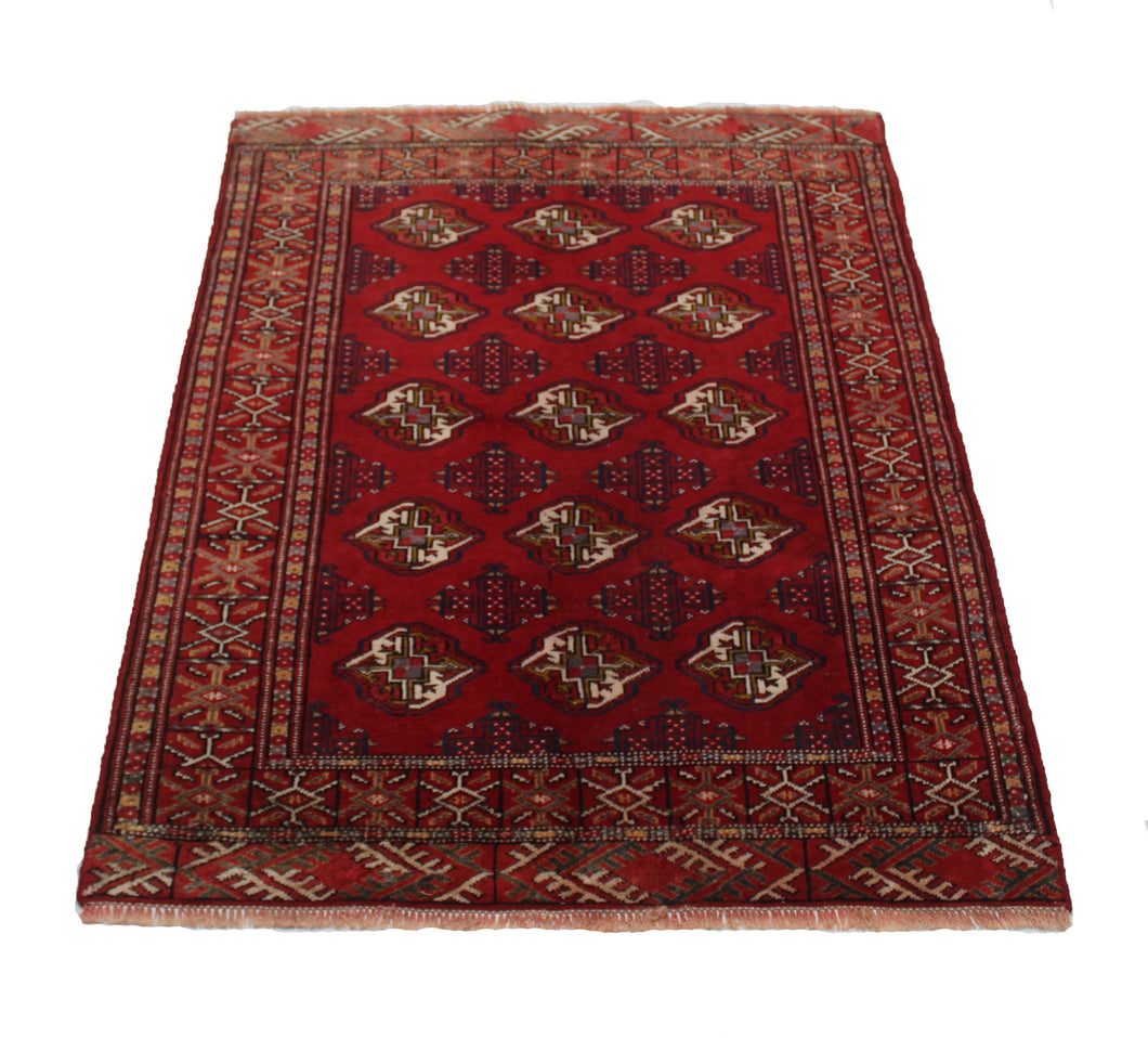 Handmade Antique, Vintage oriental Persian Turkaman rug - 130 X 98 cm