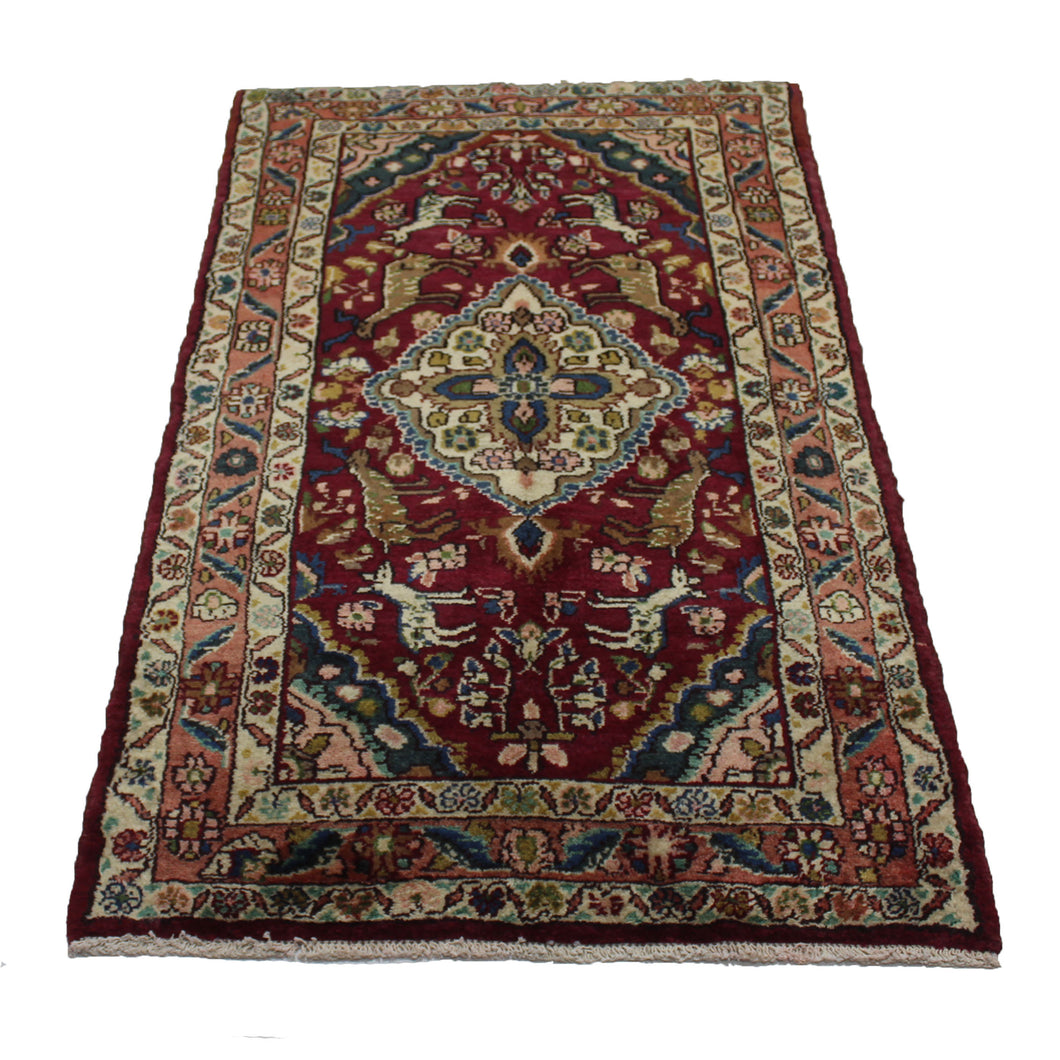 Handmade Antique, Vintage oriental Persian Shahrbaf  rug - 177 X 90 cm
