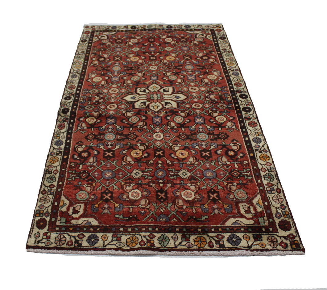 Handmade Antique, Vintage oriental Persian Hamedan rug - 190 X 102 cm