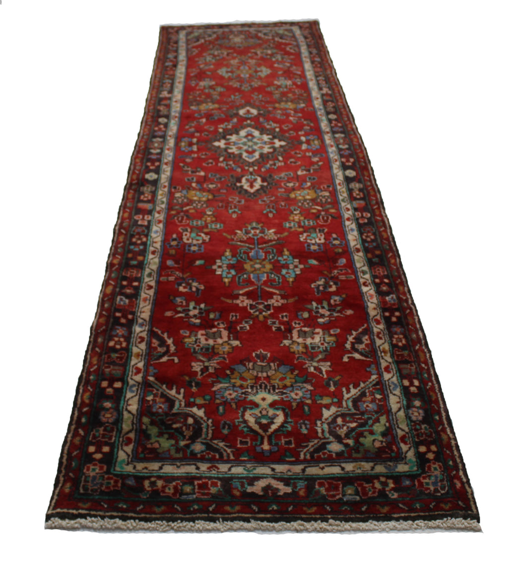 Handmade Antique, Vintage oriental Persian Hamedan rug - 315 X 85 cm