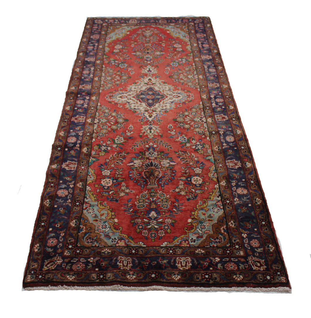 Handmade Antique, Vintage oriental Persian Savah rug - 303 X 119 cm