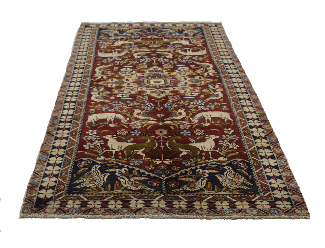 Handmade Antique, Vintage oriental Persian Mahal rug - 260 X 142 cm