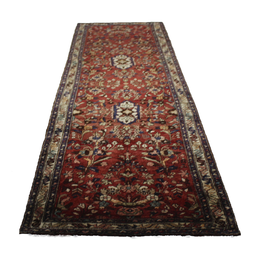 Handmade Antique, Vintage oriental Persian Malayer rug - 415 X 105 cm